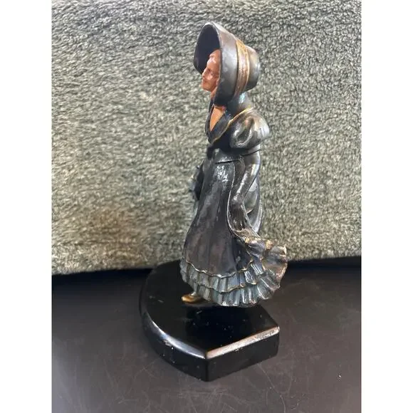 1930s JB Hirsch Cold Painted French Bronze Figure on Marble Pleased to Meet You